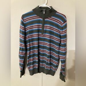 VTG L.L. Bean Striped Quarter Zip Men's Cotton Cashmere Sweater Size S